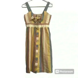 Madewell Cutout 100% Cotton Sleeveless Dress Tie Front Sherbet Stripe Size 0